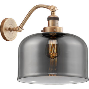 Franklin Restoration X-Large Bell 1 Light 12 inch Brushed Brass Sconce Wall Light in Plated Smoke Glass, Franklin Restoration