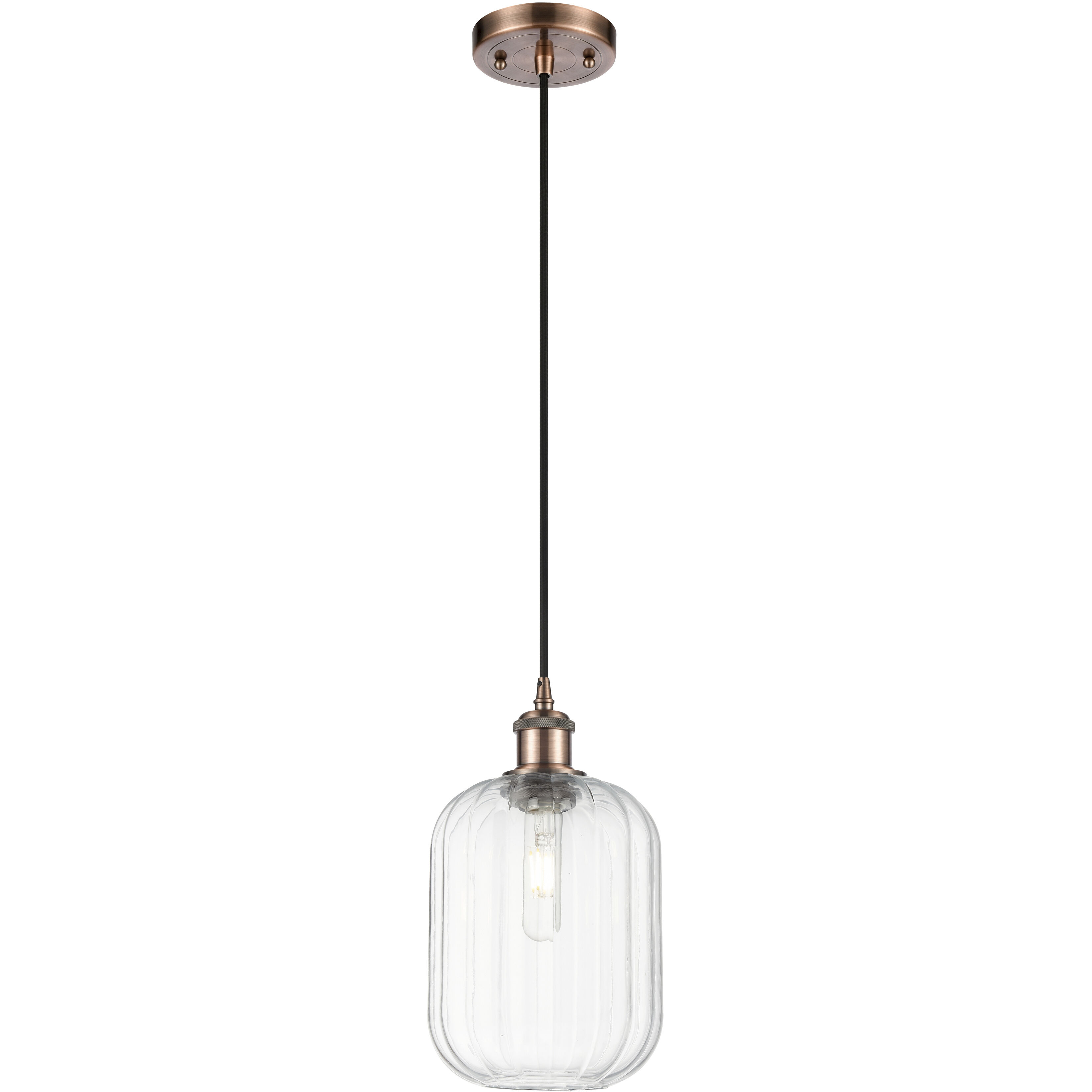 Ballston Preston 1 Light 6.75 inch Antique Copper Mini Pendant Ceiling Light in Clear