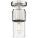 Bolivar 1 Light 4 inch Satin Nickel Flush Mount Ceiling Light in Seedy Glass