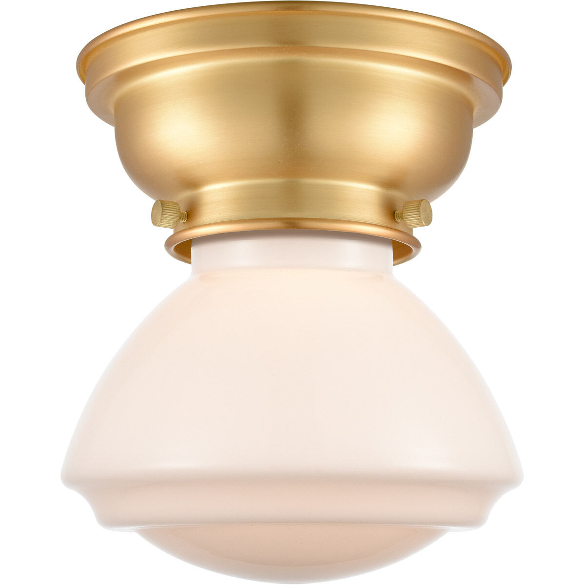 Aditi Olean 1 Light 7 inch Satin Gold Flush Mount Ceiling Light in Matte White Glass, Aditi