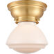 Aditi Olean 1 Light 7 inch Satin Gold Flush Mount Ceiling Light in Matte White Glass, Aditi