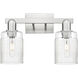 Arcadia Hadley 2 Light 15.5 inch Brushed Satin Nickel Bath Vanity Light Wall Light in Clear