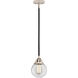 Nouveau 2 Beacon 1 Light 6 inch Black Polished Nickel Mini Pendant Ceiling Light in Clear Glass
