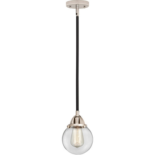 Nouveau 2 Beacon 1 Light 6 inch Black Polished Nickel Mini Pendant Ceiling Light in Clear Glass