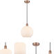 Edison Athens LED 10 inch Antique Copper Mini Pendant Ceiling Light in Matte White Glass