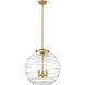 Ballston Athens Deco Swirl LED 17.88 inch Satin Gold Statement Pendant Ceiling Light in Clear Deco Swirl