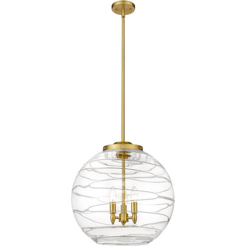 Ballston Athens Deco Swirl LED 17.88 inch Satin Gold Statement Pendant Ceiling Light in Clear Deco Swirl