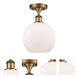 Ballston Athens 1 Light 8 inch Brushed Brass Semi-Flush Mount Ceiling Light in Matte White Glass, Ballston