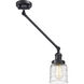 Franklin Restoration Bell 21 inch 100 watt Matte Black Swing Arm Wall Light in Deco Swirl Glass