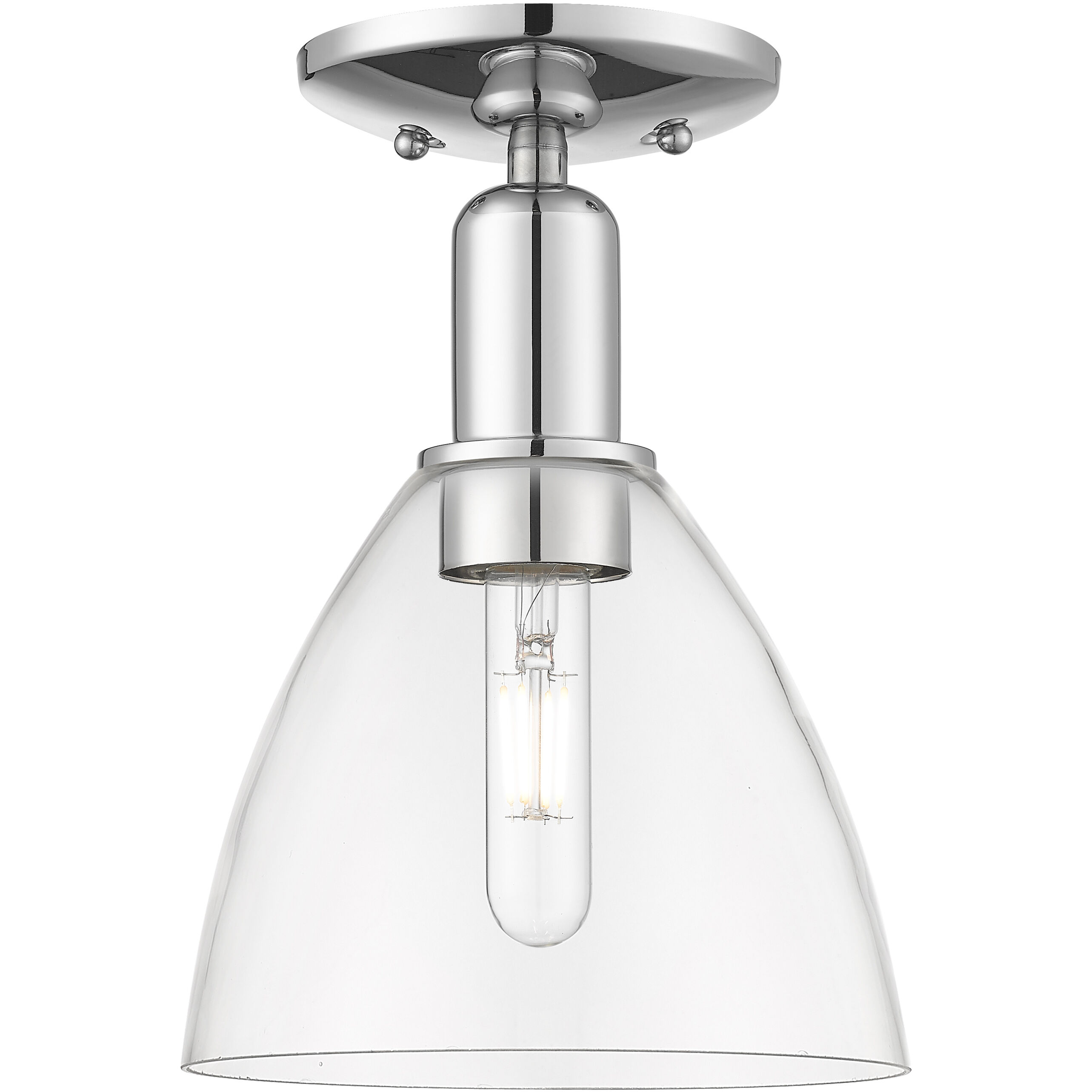 Arcadia Bristol 1 Light 7.5 inch Polished Chrome Semi-Flush Mount Ceiling Light in Clear