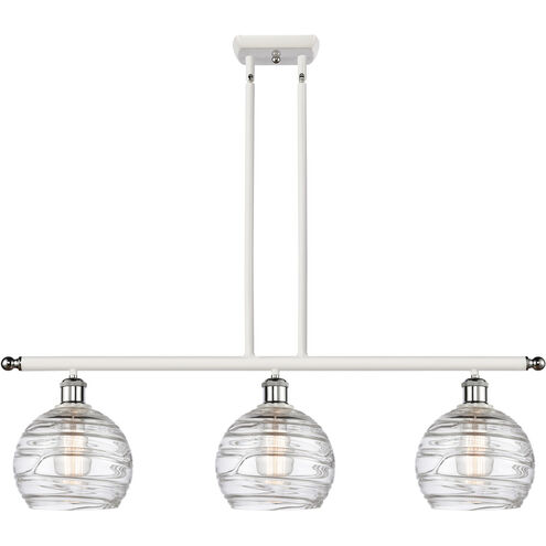 Ballston Deco Swirl 3 Light 36 inch White and Polished Chrome Island Light Ceiling Light, Ballston