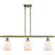 Ballston Ellery 3 Light 36 inch Antique Brass Island Light Ceiling Light in Incandescent, Matte White Glass, Ballston