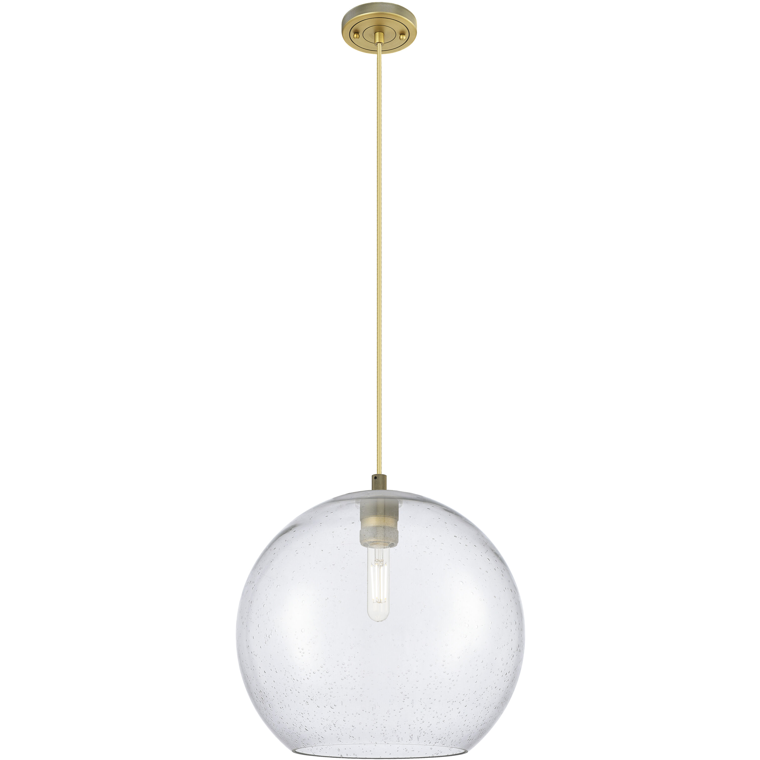 Crown Point 1 Light 11.75 inch Brushed Brass Pendant Ceiling Light in Seedy Glass