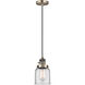 Franklin Restoration Bell LED 5 inch Antique Brass Mini Pendant Ceiling Light in Clear