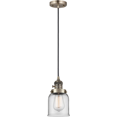 Franklin Restoration Bell LED 5 inch Antique Brass Mini Pendant Ceiling Light in Clear