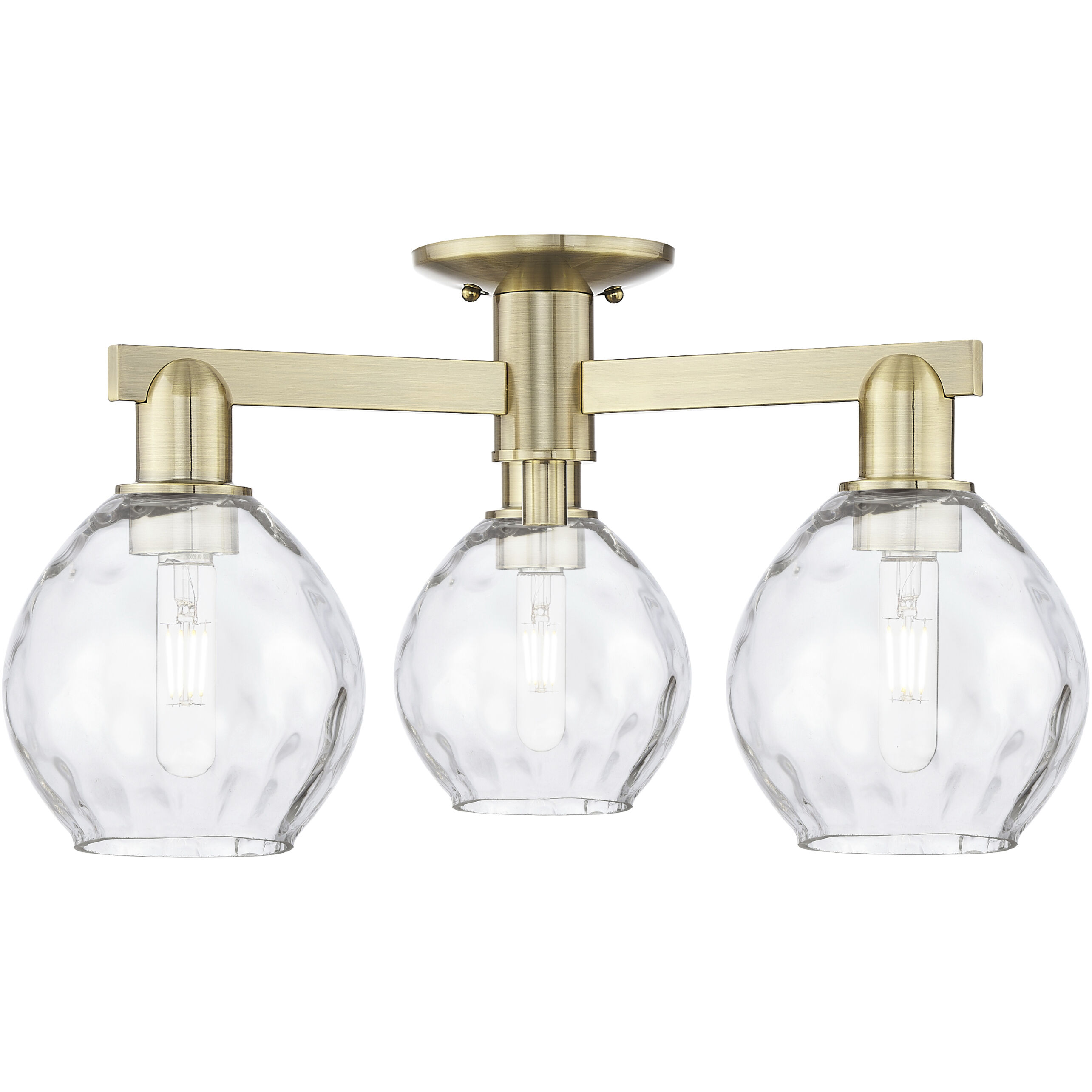 Arcadia Waverly 3 Light 24 inch Antique Brass Semi-Flush Mount Ceiling Light