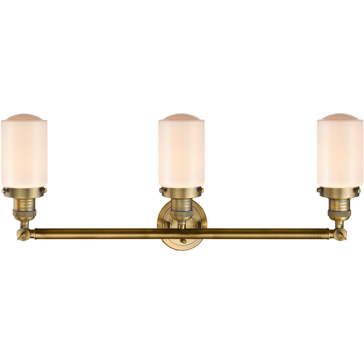 Franklin Restoration Dover LED 31 inch Brushed Brass Bath Vanity Light Wall Light in Matte White Glass, Franklin Restoration