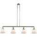 Franklin Restoration Large Cone 4 Light 52.38 inch Polished Nickel Island Light Ceiling Light in Matte White Glass, Franklin Restoration