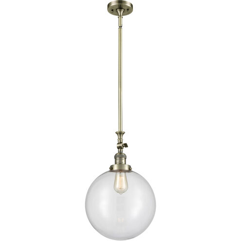 Franklin Restoration XX-Large Beacon LED 12 inch Antique Brass Mini Pendant Ceiling Light in Clear Glass, Franklin Restoration