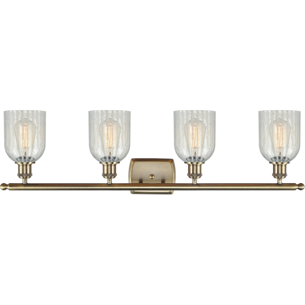 Ballston Caledonia 4 Light 36 inch Antique Brass Bath Vanity Light Wall Light in Incandescent, Mouchette Glass, Ballston