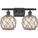 Ballston Farmhouse Rope LED 16 inch Matte Black Bath Vanity Light Wall Light in Clear Glass with Brown Rope, Ballston