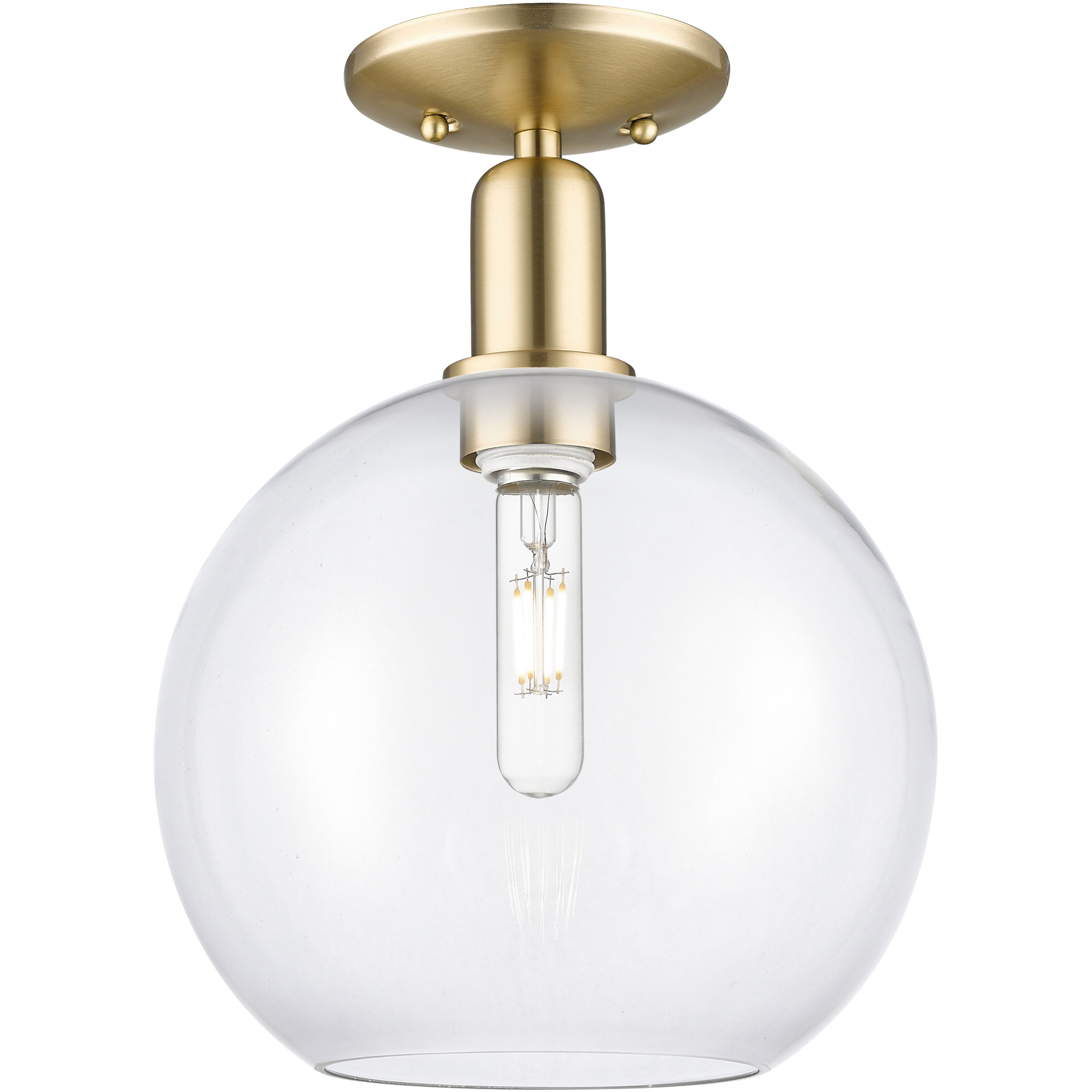 Arcadia Athens 1 Light 10 inch Champagne Bronze Semi-Flush Mount Ceiling Light in Clear