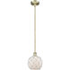 Edison Farmhouse Rope 1 Light 8 inch Antique Brass Mini Pendant Ceiling Light in White Glass with White Rope
