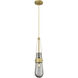 Milan 1 Light 4.38 inch Brushed Brass Pendant Ceiling Light in Plated Smoke Glass