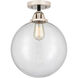 Nouveau 2 Beacon LED 12 inch Black Polished Nickel Semi-Flush Mount Ceiling Light in Clear Glass