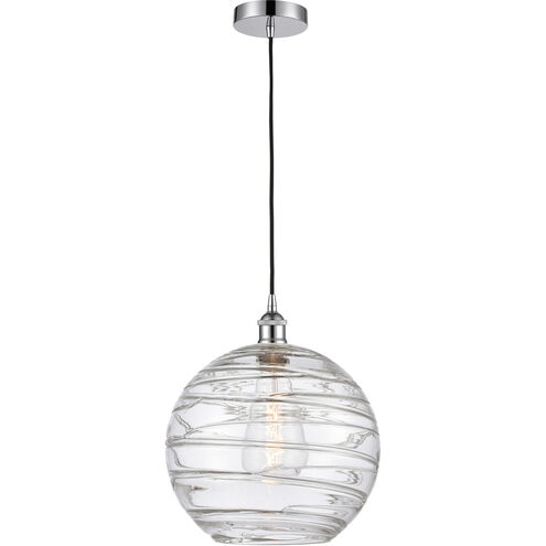 Edison Athens Deco Swirl 1 Light 12 inch Polished Chrome Mini Pendant Ceiling Light