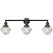 Franklin Restoration Small Oxford 3 Light 34 inch Matte Black Bath Vanity Light Wall Light in Clear Glass, Franklin Restoration