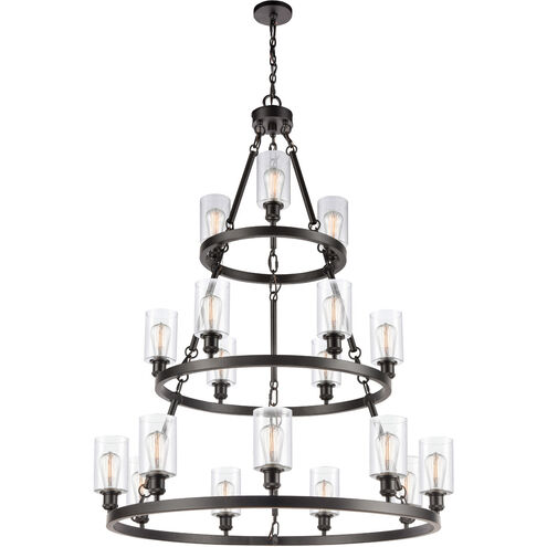 Ballston Saloon 18 Light 40 inch Matte Black Chandelier Ceiling Light in Incandescent, Clear Glass, Ballston