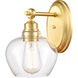 Amina 1 Light 7 inch Satin Gold Bath Vanity Light Wall Light in Clear Glass