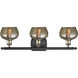 Ballston Fenton 3 Light 26 inch Black Antique Brass Bath Vanity Light Wall Light in Mercury Glass, Ballston