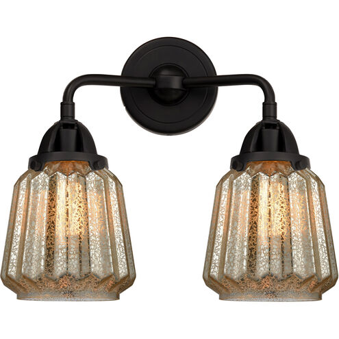 Nouveau 2 Chatham LED 14 inch Matte Black Bath Vanity Light Wall Light in Mercury Glass