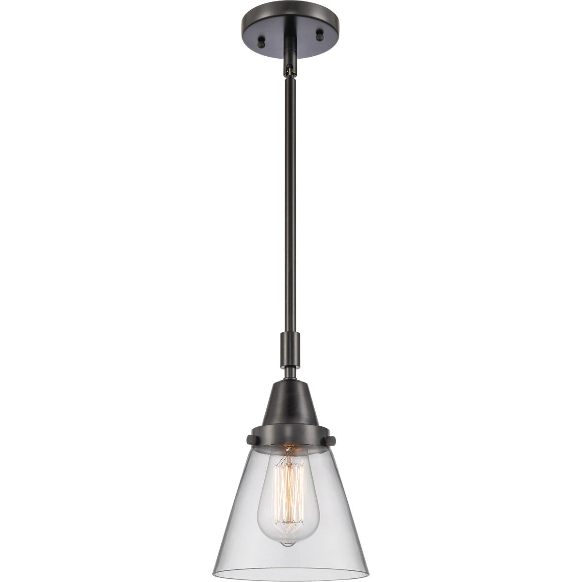 Franklin Restoration Small Cone LED 6 inch Matte Black Mini Pendant Ceiling Light in Clear Glass