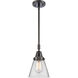 Franklin Restoration Small Cone LED 6 inch Matte Black Mini Pendant Ceiling Light in Clear Glass
