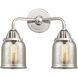 Nouveau 2 Small Bell 2 Light 13 inch Polished Chrome Bath Vanity Light Wall Light in Silver Plated Mercury Glass