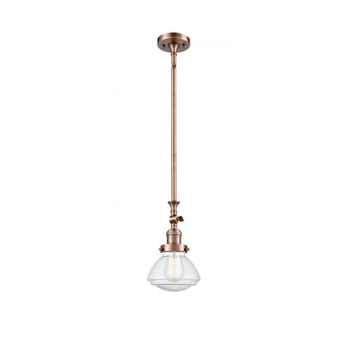 Franklin Restoration Olean 1 Light 7 inch Antique Copper Mini Pendant Ceiling Light in Seedy Glass, Franklin Restoration