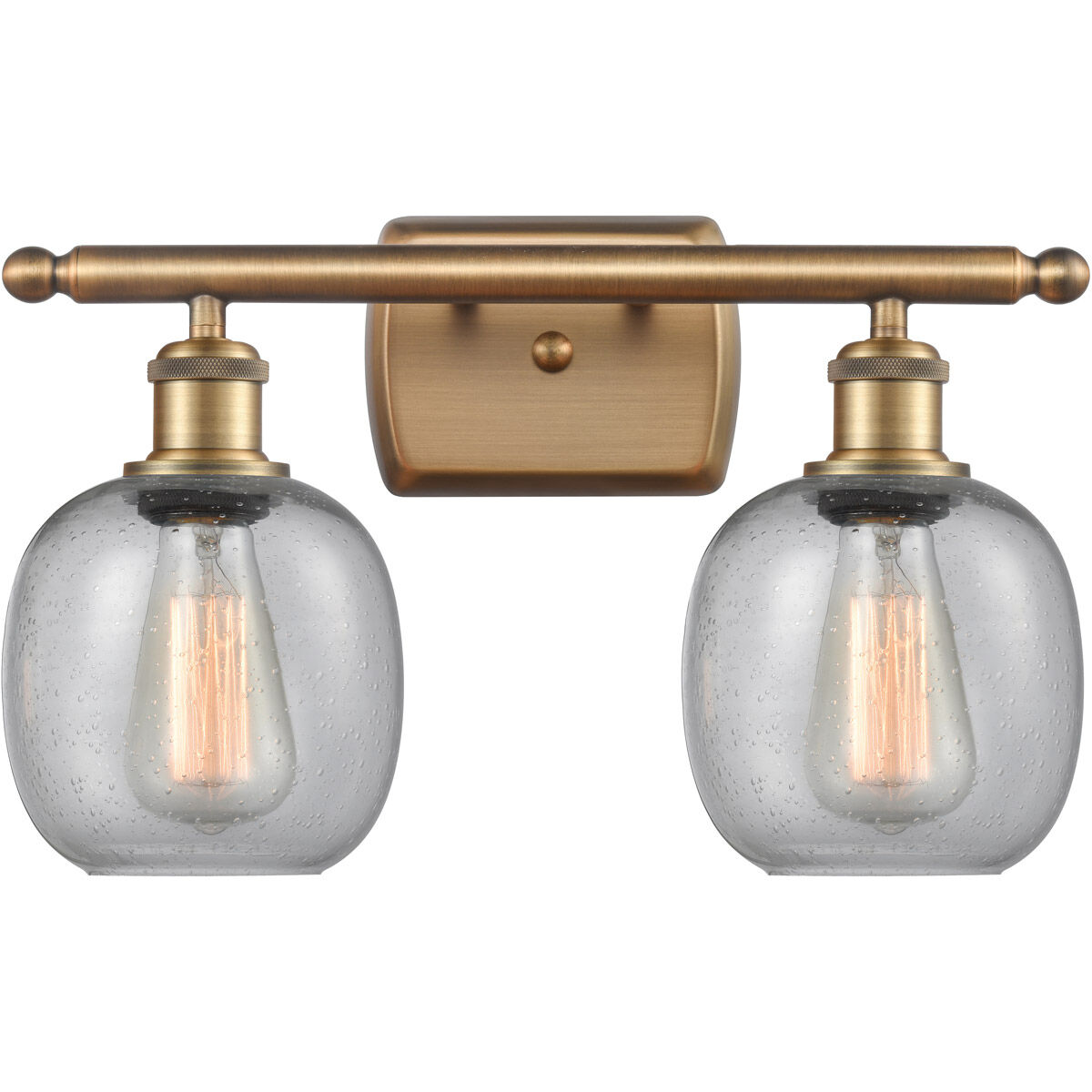 Ballston Belfast LED 16 inch Brushed Brass Bath Vanity Light Wall Light in Seedy Glass, Ballston