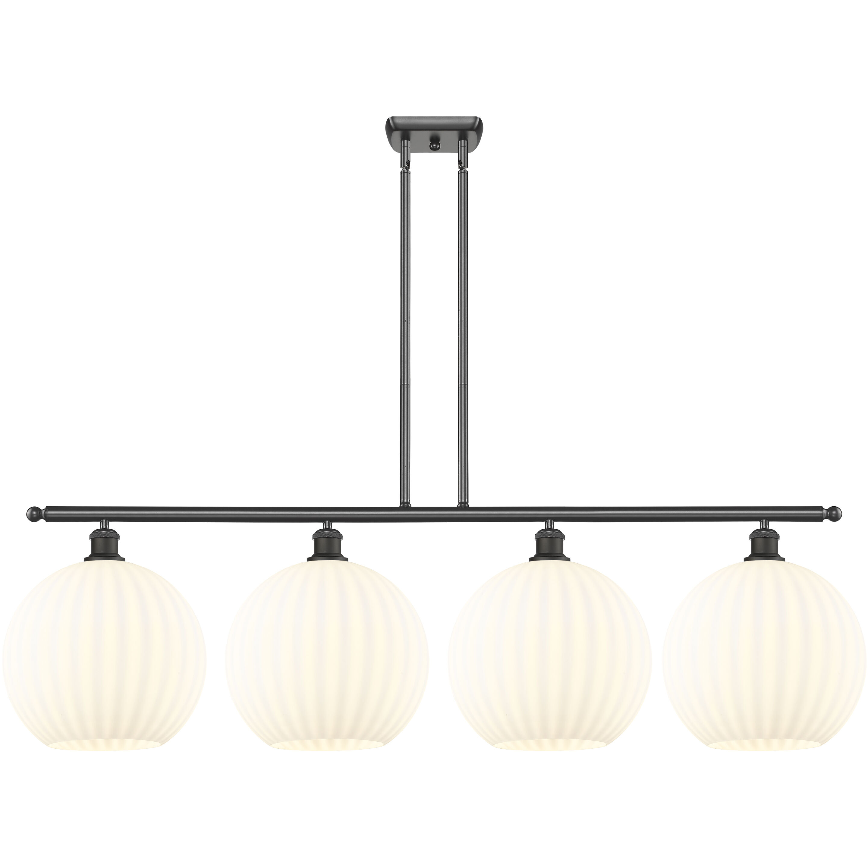 Ballston White Venetian 4 Light 50.25 inch Oil Rubbed Bronze Stem Hung Island Light Ceiling Light