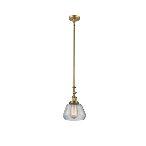 Franklin Restoration Fulton LED 7 inch Brushed Brass Mini Pendant Ceiling Light in Clear Glass, Franklin Restoration