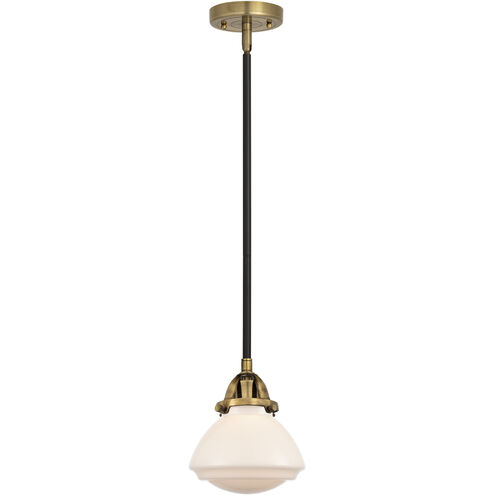 Nouveau 2 Olean LED 6.75 inch Black Antique Brass Mini Pendant Ceiling Light in Matte White