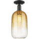 Brookhaven Cloche 1 Light 7 inch Matte Black Semi-Flush Mount Ceiling Light in Amber Glass