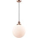 Franklin Restoration XX-Large Beacon LED 12 inch Antique Copper Mini Pendant Ceiling Light in Matte White Glass, Franklin Restoration