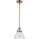 Ballston Large Cone LED 8 inch Antique Copper Pendant Ceiling Light in Seedy Glass