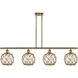 Ballston Farmhouse Rope 4 Light 48 inch Antique Brass Island Light Ceiling Light in Clear Glass with Brown Rope, Ballston