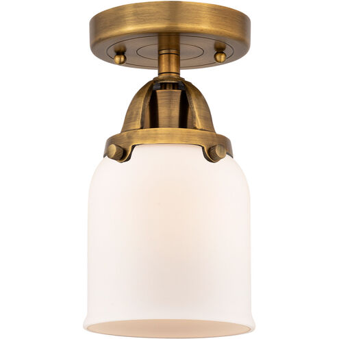 Nouveau 2 Small Bell LED 5 inch Brushed Brass Semi-Flush Mount Ceiling Light in Matte White Glass