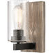 Diego LED 5 inch Matte Black Sconce Wall Light in Seedy Glass