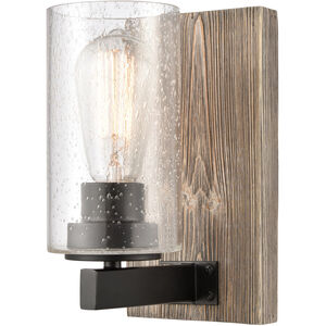 Diego LED 5 inch Matte Black Sconce Wall Light in Seedy Glass